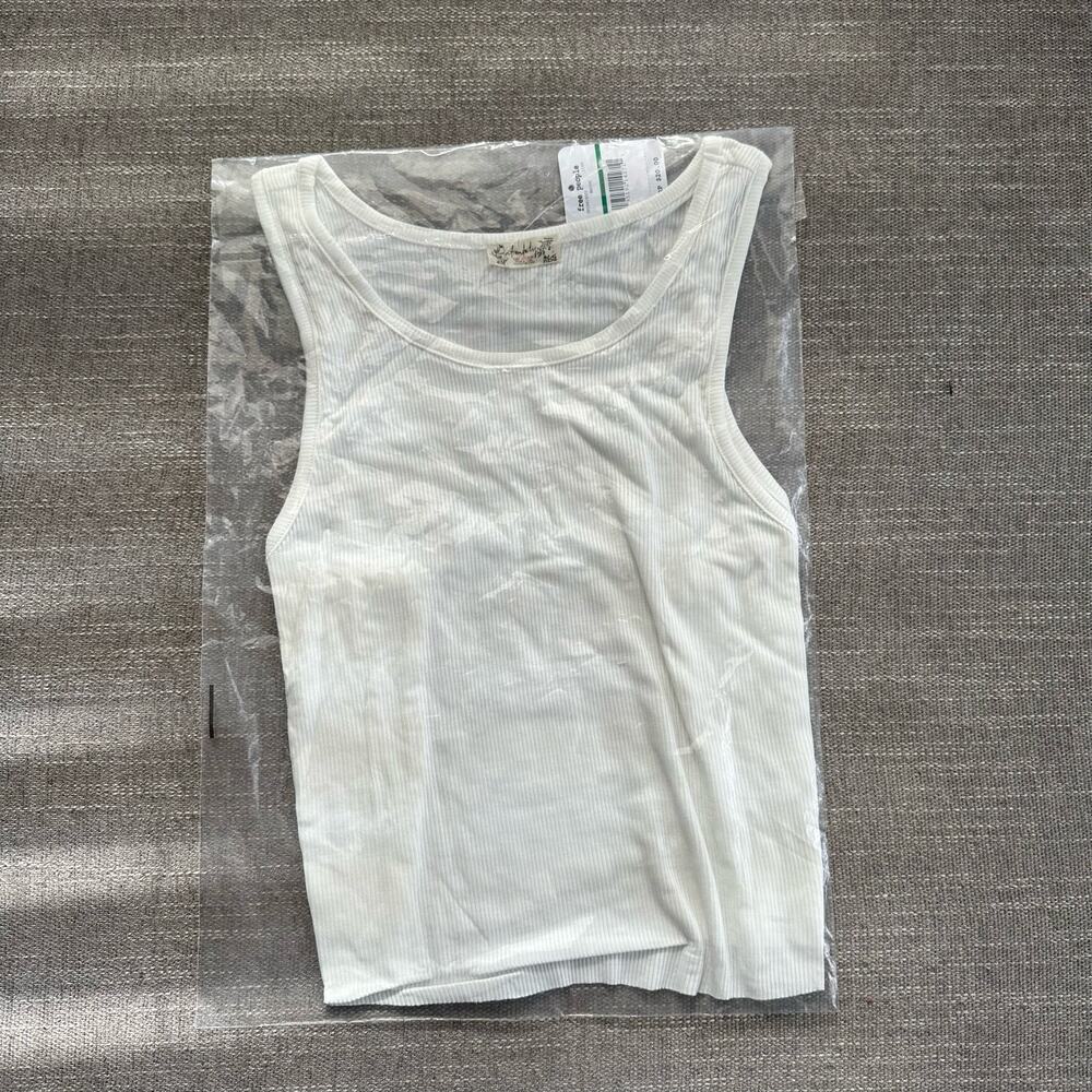 Free People High-Neck Ribbed Crop White Size L New - Picture 7 of 7